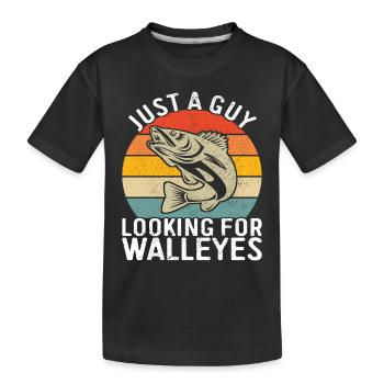 Walleye Fishing Angler - Kids' Premium Organic T-Shirt - black - Front