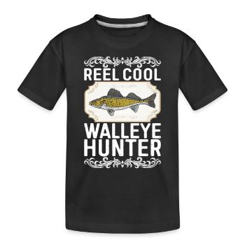 Walleye Fishing Angler - Kids' Premium Organic T-Shirt - black - Front