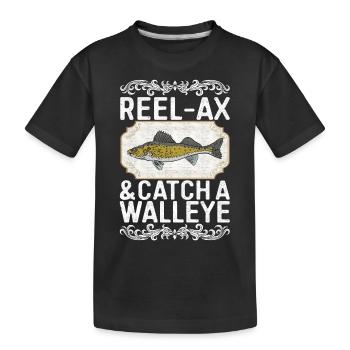 Walleye Fishing Angler - Kids' Premium Organic T-Shirt - black - Front