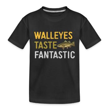 Walleye Fishing Angler - Kids' Premium Organic T-Shirt - black - Front