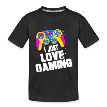 Leidenschaft fürs Gaming – Bunter Controller Desig - Kinder Premium Bio T-Shirt - Schwarz - Vorne