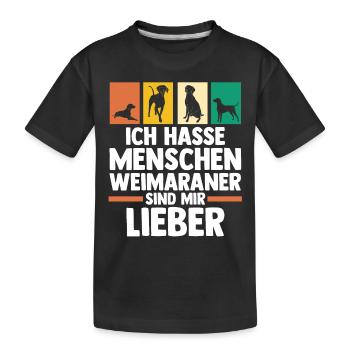 Hund Weimaraner - Kinder Premium Bio T-Shirt - Schwarz - Vorne