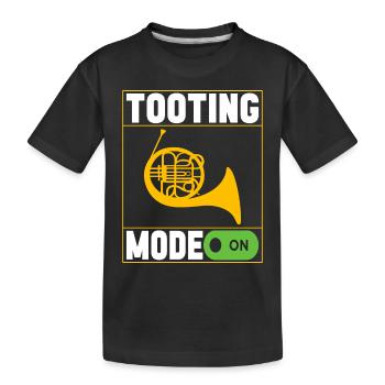 Horn Blechblasinstrument - Kinder Premium Bio T-Shirt - Schwarz - Vorne