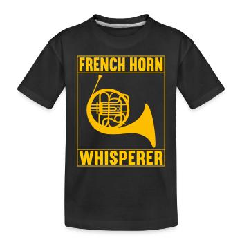 Horn Blechblasinstrument - Kinder Premium Bio T-Shirt - Schwarz - Vorne