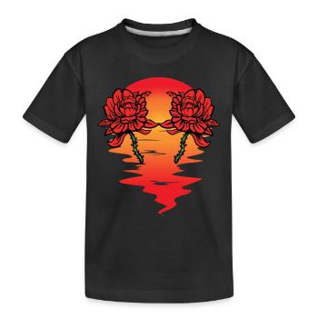 Floral Sun Valentine Valentine's Day Love Gift - Kids' Premium Organic T-Shirt - black - Front