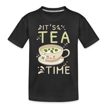 L’heure du thé mignon amateur de thé Kawaii thé - T-shirt bio Premium Enfant - noir - Devant