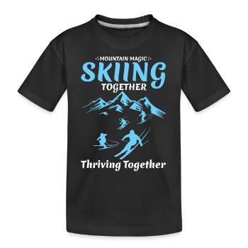 Magie de la montagne Skier ensemble Vacances en famille Ski - T-shirt bio Premium Enfant - noir - Devant