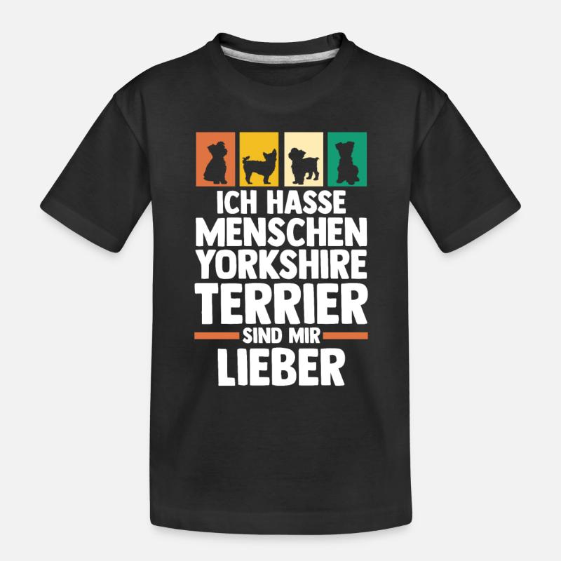 Hund Yorkshire Terrier - Kinder Premium Bio T-Shirt - Schwarz