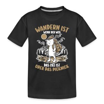 Wanderer Katze Bergwandern Bergklettern Wandern - Kinder Premium Bio T-Shirt - Schwarz - Vorne