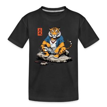 Asian Tiger Monk Japan Streetwear Art - Kids' Premium Organic T-Shirt - black - Front