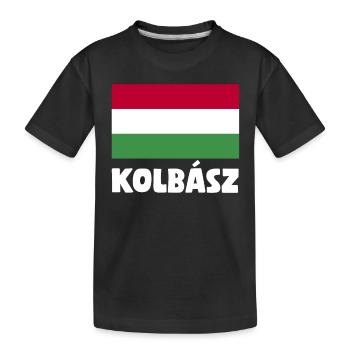 Kolbász Ungarische Fahne - Kinder Premium Bio T-Shirt - Schwarz - Vorne