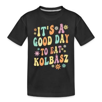 Ungarisches Kolbász Sprichwort - Kinder Premium Bio T-Shirt - Schwarz - Vorne