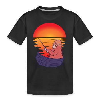 Paresseux, Pêcheur, Bateau, Pêche, Coucher De Soleil, Ahoy - T-shirt bio Premium Enfant - noir - Devant