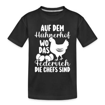 Huhn Bauer Bauernhof Küken Landwirt Hühner - Kinder Premium Bio T-Shirt - Schwarz - Vorne