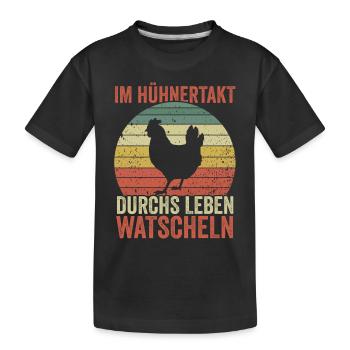 Huhn Bauer Bauernhof Küken Landwirt Hühner - Kinder Premium Bio T-Shirt - Schwarz - Vorne