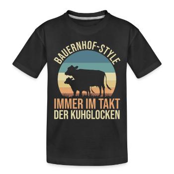 Kuh Bauer Bauernhof Kuhbauer Kühe - Kinder Premium Bio T-Shirt - Schwarz - Vorne
