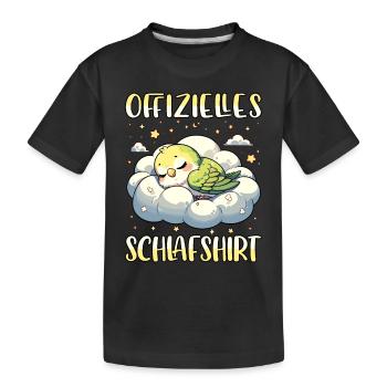 Offizielles Schlafshirt Schlafanzug Wellensittich - Kinder Premium Bio T-Shirt - Schwarz - Vorne