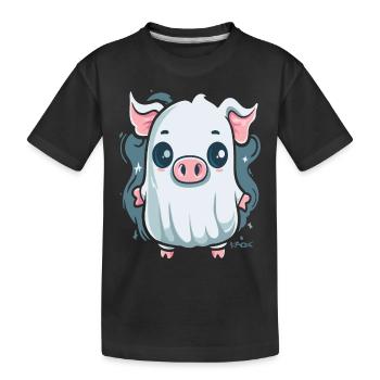 Le petit cochon fantôme - T-shirt bio Premium Enfant - noir - Devant