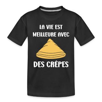 Crêpes Bretagne humour crêpe - T-shirt bio Premium Enfant - noir - Devant