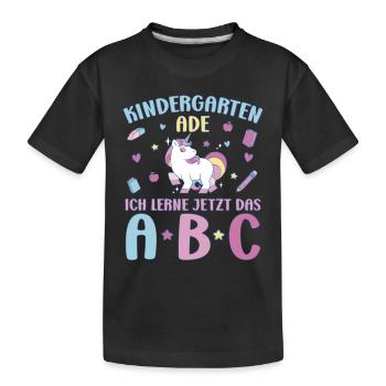 Bye Kindergarten Einhorn Kita Abgänger Mädchen - Kinder Premium Bio T-Shirt - Schwarz - Vorne