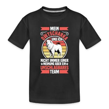 Owtscharka ist unschlagbar Kaukasischer Owtscharka - Kinder Premium Bio T-Shirt - Schwarz - Vorne