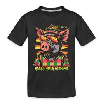 ROOTS ROCK REGGAE Cool Pig - Kids' Premium Organic T-Shirt - black - Front