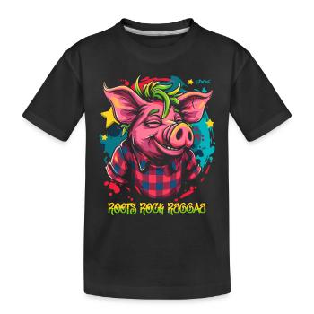 ROOTS ROCK REGGAE cool Jamaica pig - Kids' Premium Organic T-Shirt - black - Front