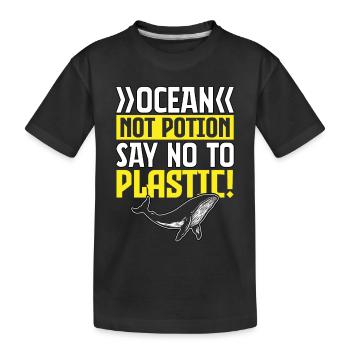 Ozean statt Trank: Sag Nein zu Plastik - Kinder Premium Bio T-Shirt - Schwarz - Vorne