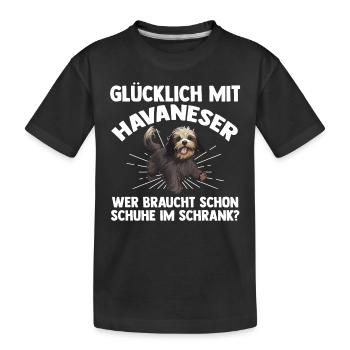 Hund Havaneser - Kinder Premium Bio T-Shirt - Schwarz - Vorne