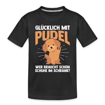 Hund Pudel - Kinder Premium Bio T-Shirt - Schwarz - Vorne