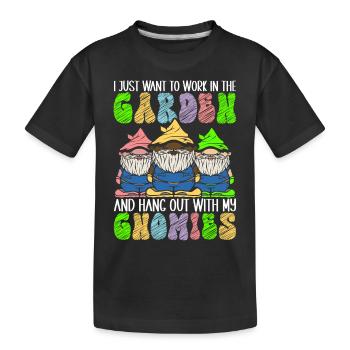 Garden Gnomes Gardening - Kids' Premium Organic T-Shirt - black - Front