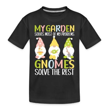 Gartenzwerge Gartenarbeit - Kinder Premium Bio T-Shirt - Schwarz - Vorne