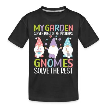 Gartenzwerge Gartenarbeit - Kinder Premium Bio T-Shirt - Schwarz - Vorne