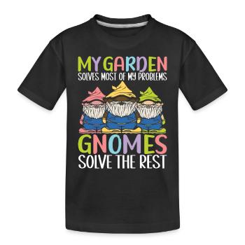 Garden Gnomes Gardening - Kids' Premium Organic T-Shirt - black - Front