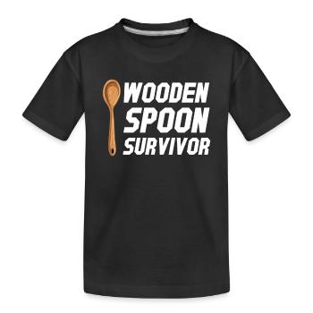 Wooden Spoon Survivor Erziehung Großeltern - Kinder Premium Bio T-Shirt - Schwarz - Vorne