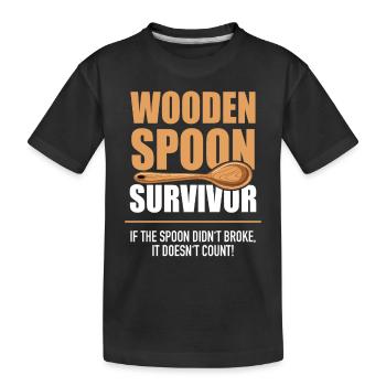 Le survivant de la cuillère de bois ne s’est pas cassé ne compte pas - T-shirt bio Premium Enfant - noir - Devant