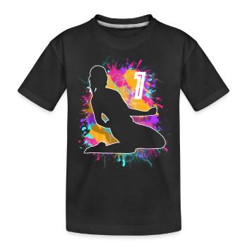 Soccer Woman Soccer 1st Birthday - Kids' Premium Organic T-Shirt - black - Front