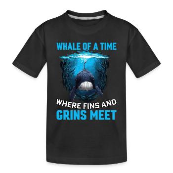 Baleine d’un temps où nageoires et sourires se rencontrent - T-shirt bio Premium Enfant - noir - Devant