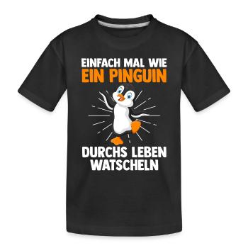 Süße Pinguin - Kinder Premium Bio T-Shirt - Schwarz - Vorne