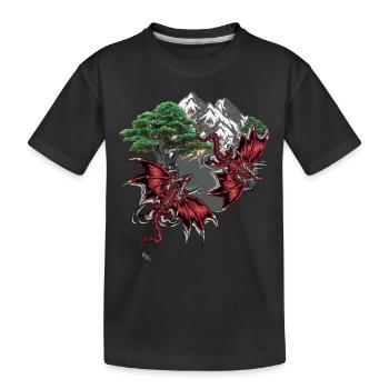 Fantasy Drachen Figur Magie Märchen Märchenfigur - Kinder Premium Bio T-Shirt - Schwarz - Vorne