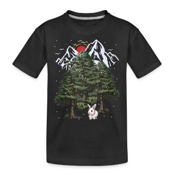 Alpes, Lapin, Hiver, Chute De Neige, Noël, Lapin - T-shirt bio Premium Enfant - noir - Devant
