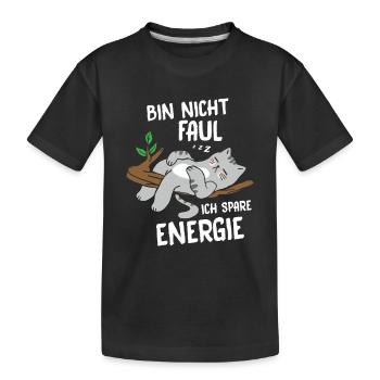 Je ne suis pas paresseux, j’économise de l’énergie, chat - T-shirt bio Premium Enfant - noir - Devant