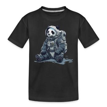 Panda Astronaut - Bamboo Rocket Adventures - Kinder Premium Bio T-Shirt - Schwarz - Vorne