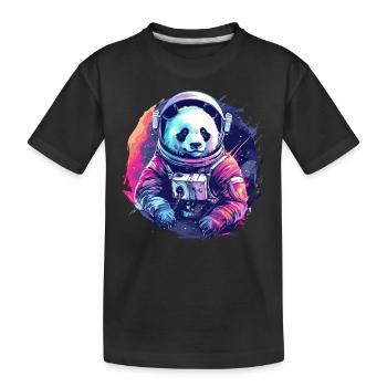 Panda Astronaut - Bamboo Rocket Adventures - Kinder Premium Bio T-Shirt - Schwarz - Vorne