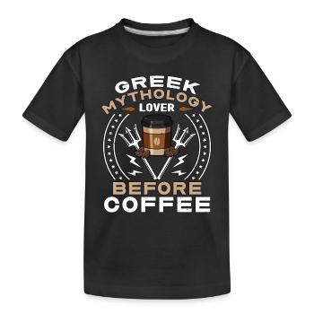 Amoureux de la mythologie grecque avant l’amateur de café antique - T-shirt bio Premium Enfant - noir - Devant