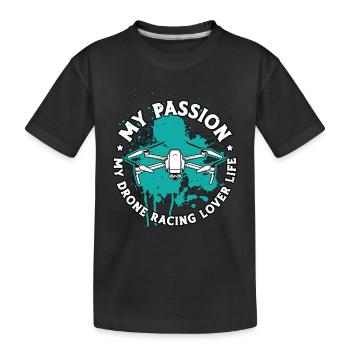 Amateur de courses de drones Ma passion Ma course de drones FPV - T-shirt bio Premium Enfant - noir - Devant