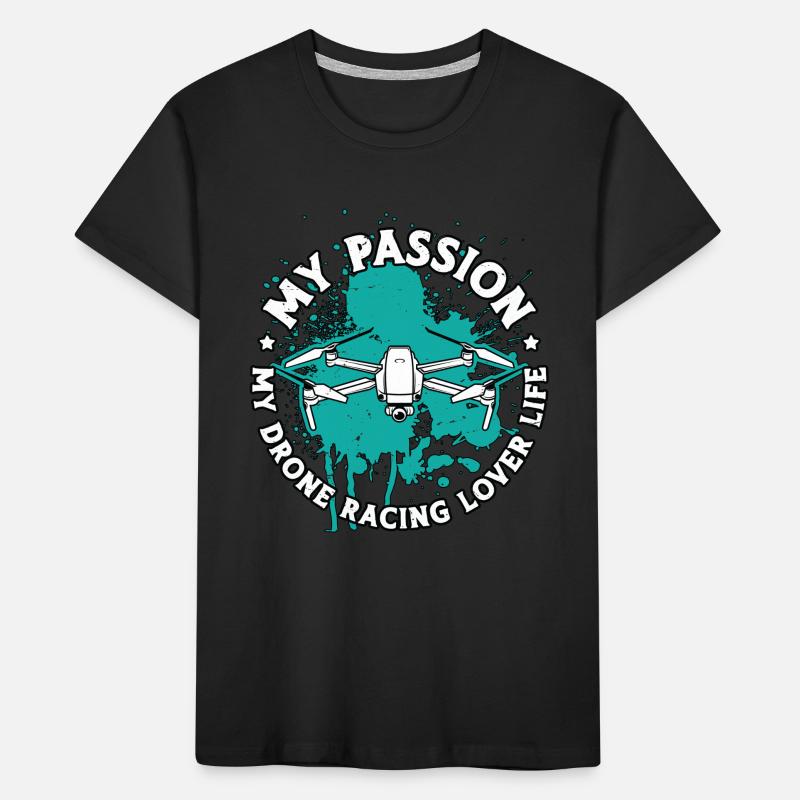 Amateur de courses de drones Ma passion Ma course de drones FPV T-shirt bio Premium Enfant