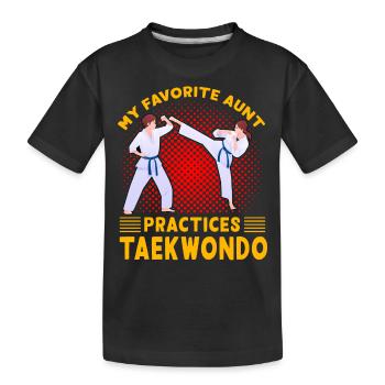 Meine Lieblingstante trainiert Taekwondo - Kinder Premium Bio T-Shirt - Schwarz - Vorne