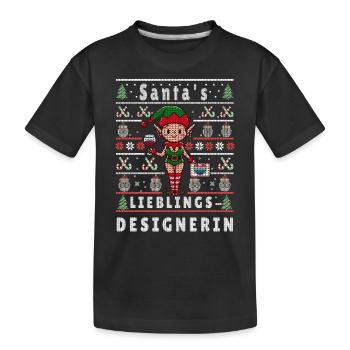 Ugly Weihnachten SANTAS LIEBLINGS Designerin - Kinder Premium Bio T-Shirt - Schwarz - Vorne