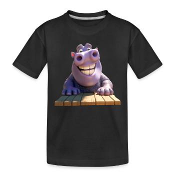 Nilpferd Flusspferd Papa Hippopotamus Cooles Hippo - Kinder Premium Bio T-Shirt - Schwarz - Vorne
